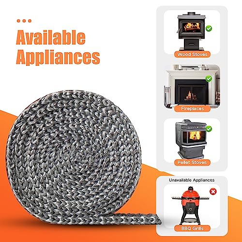 Protalwell Self Adhesive Stove Window Glass Gasket Tape, 1" Width 72" Length, Flat Stove Door Glass Gasket, Self Stick Flat Gasket Tape for Stove and Fireplace Window Glass - Image 5