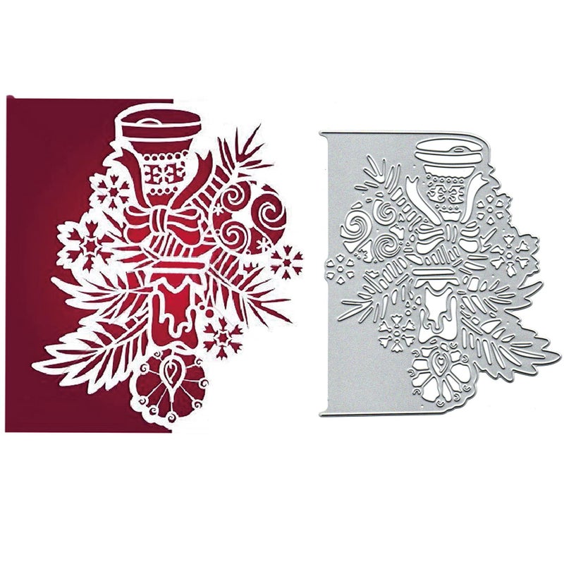 Christmas Flowers Bell Edge Metal Die CutsChristmas Lace Flower Snowflake Border Cutting Dies Cut Stencils DIY Scrapbooking Album Decorative Embossing Paper Dies Festival Card Making