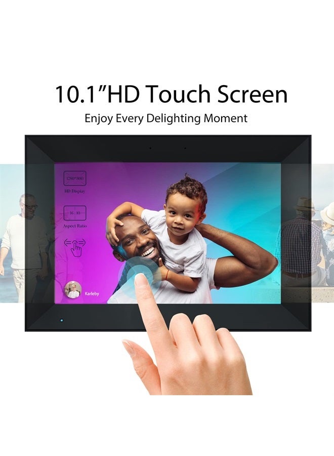 Anna Bella Digital Photo Frame 10.1 Inch WiFi Digital Picture Frame IPS HD Touch Screen Smart Cloud Photo Frame with 16GB Storage, Auto-Rotate, Easy Setup to Share Photos or Videos Remotely via AiMOR APP (Black)  - Image 4