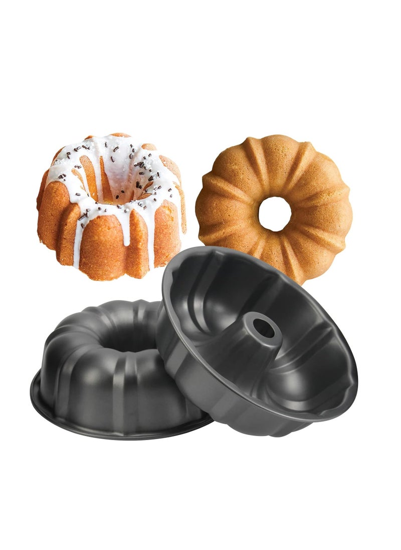 Hihonor - 2 Pack Bunte Cake Pan Nonstick - 10 Inches Fluted Tube Cake Pans for baking, 12 Cups Heavy Duty Carbon Steel Tube Pan Baking Mold for Buntelet, Bavarois, Brownie, Jello, Flan, Meatloaf (Grey) - Image 1