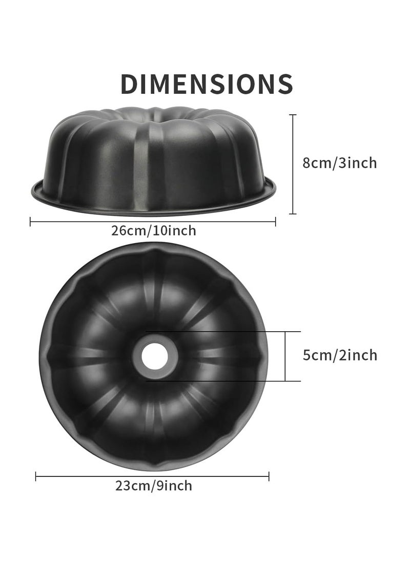Hihonor - 2 Pack Bunte Cake Pan Nonstick - 10 Inches Fluted Tube Cake Pans for baking, 12 Cups Heavy Duty Carbon Steel Tube Pan Baking Mold for Buntelet, Bavarois, Brownie, Jello, Flan, Meatloaf (Grey) - Image 1