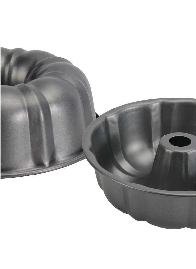 Hihonor - 2 Pack Bunte Cake Pan Nonstick - 10 Inches Fluted Tube Cake Pans for baking, 12 Cups Heavy Duty Carbon Steel Tube Pan Baking Mold for Buntelet, Bavarois, Brownie, Jello, Flan, Meatloaf (Grey) - Image 1