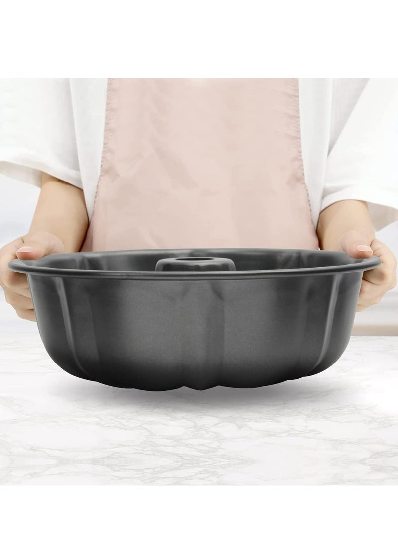 Hihonor - 2 Pack Bunte Cake Pan Nonstick - 10 Inches Fluted Tube Cake Pans for baking, 12 Cups Heavy Duty Carbon Steel Tube Pan Baking Mold for Buntelet, Bavarois, Brownie, Jello, Flan, Meatloaf (Grey) - Image 1