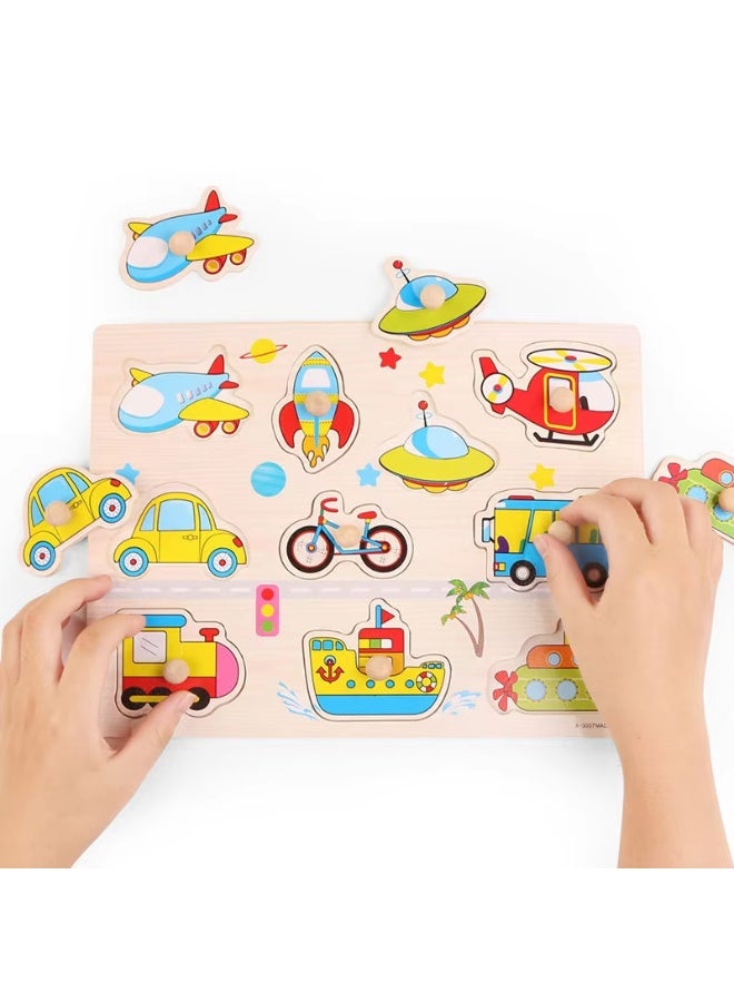 Wooden educational toys, animals, marine life, transportation 3-piece set early education cognitive toys - Image 5