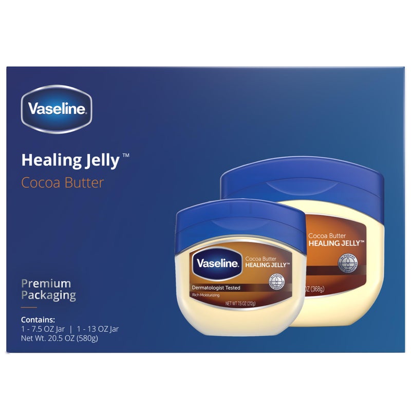 Vaseline Cocoa Butter Healing Jelly, 2-Size Variety Bundle – #1 Dermatologist-Recommended Skin Protectant, Healing Ointment for Sensitive and Dry Skin - Image 2