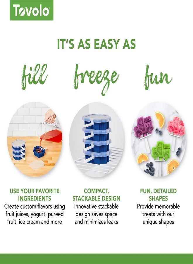 Tovolo Stackable Truck Pop Molds Set of Four for Making Mess-Free Frozen Treats - Image 4
