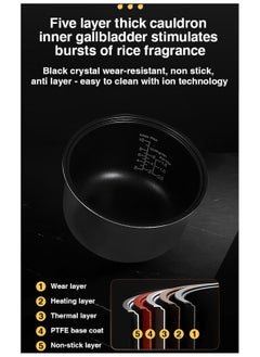 ZOLELE Smart  Multi-use Removable Non-stick Inner Pot Rice Cooker 5L  With 16 Preset Cooking Functions, 24-Hour Timer, Warm Function, and Non-Stick Inner Pot - ZB600  Black  - Image 4
