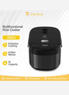 ZOLELE Smart  Multi-use Removable Non-stick Inner Pot Rice Cooker 5L  With 16 Preset Cooking Functions, 24-Hour Timer, Warm Function, and Non-Stick Inner Pot - ZB600  Black  - Image 2