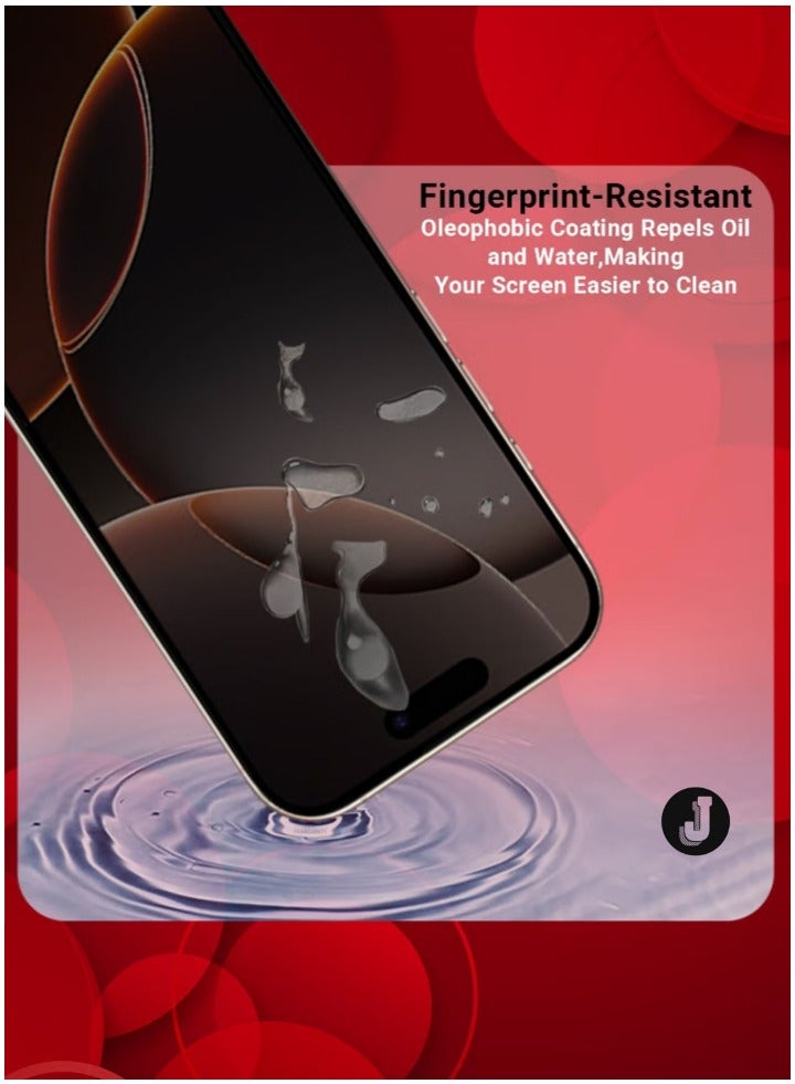 JAJEEK "New 3-Pack Privacy Screen Protectors for iPhone 16 Pro – Anti-Spy, 9H Tempered Glass, Scratch-Resistant, Full Coverage with Easy Installation" - Image 3