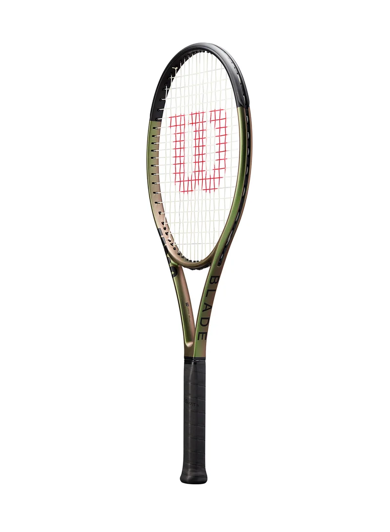 Wilson Blade 104 V8 Tennis Racket, 16x19, Adults, Intermediate/ Advanced - Green/ Bronze/ Black