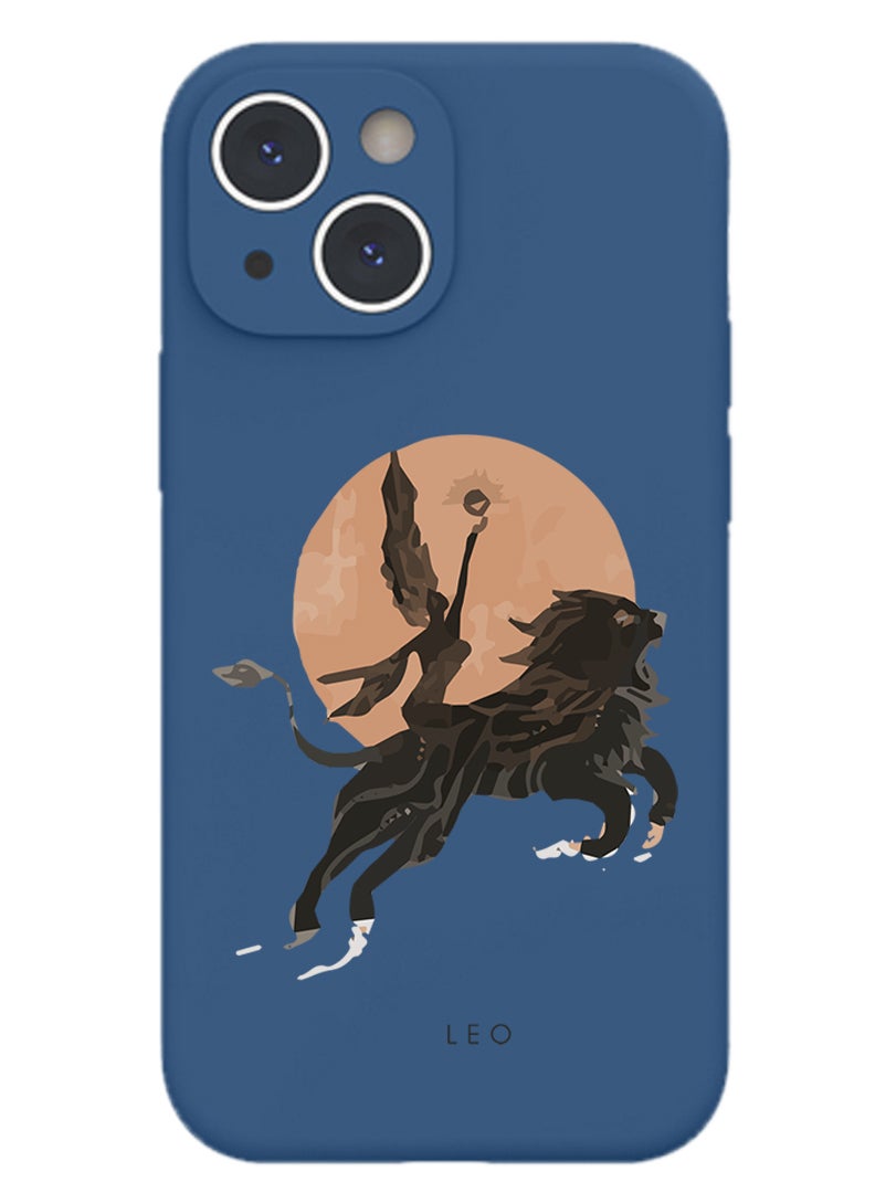 Theodor Protective Slim Fit Case Liquid Silicone Cover with Full Body Protection Anti-Scratch Shockproof Case For iPhone 13 Blue  - leopard Print copy - Image 1