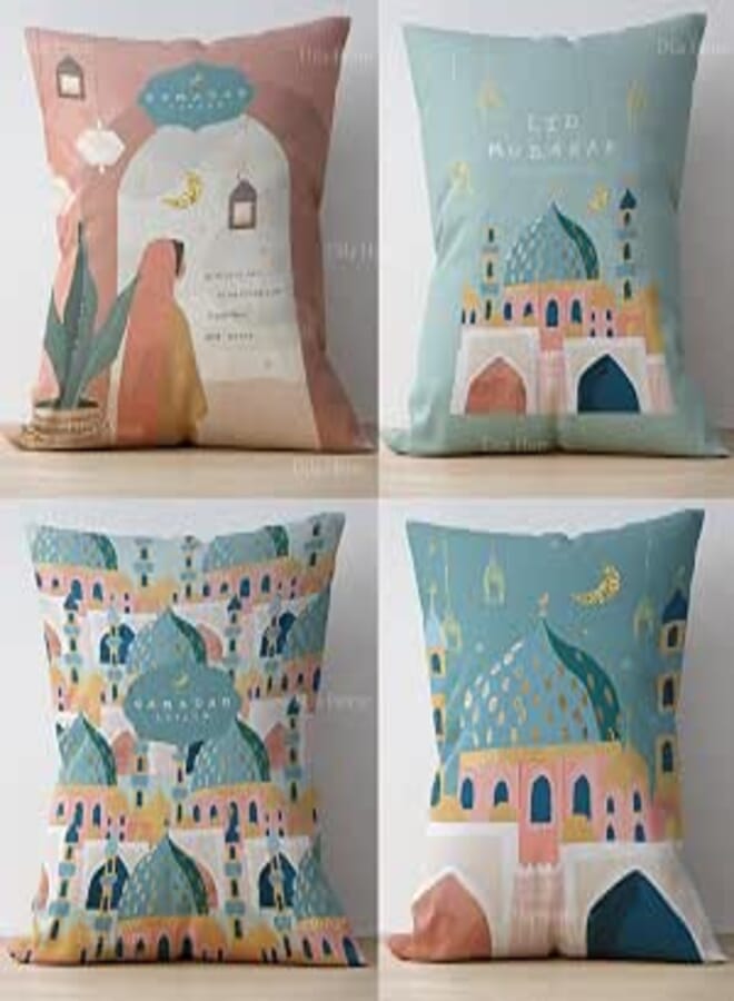 ramdan kareem pistage Decorative Cushion Cover, Digital Print Both Sides, Soft Touch Fabric, 43 x 43 cm Set