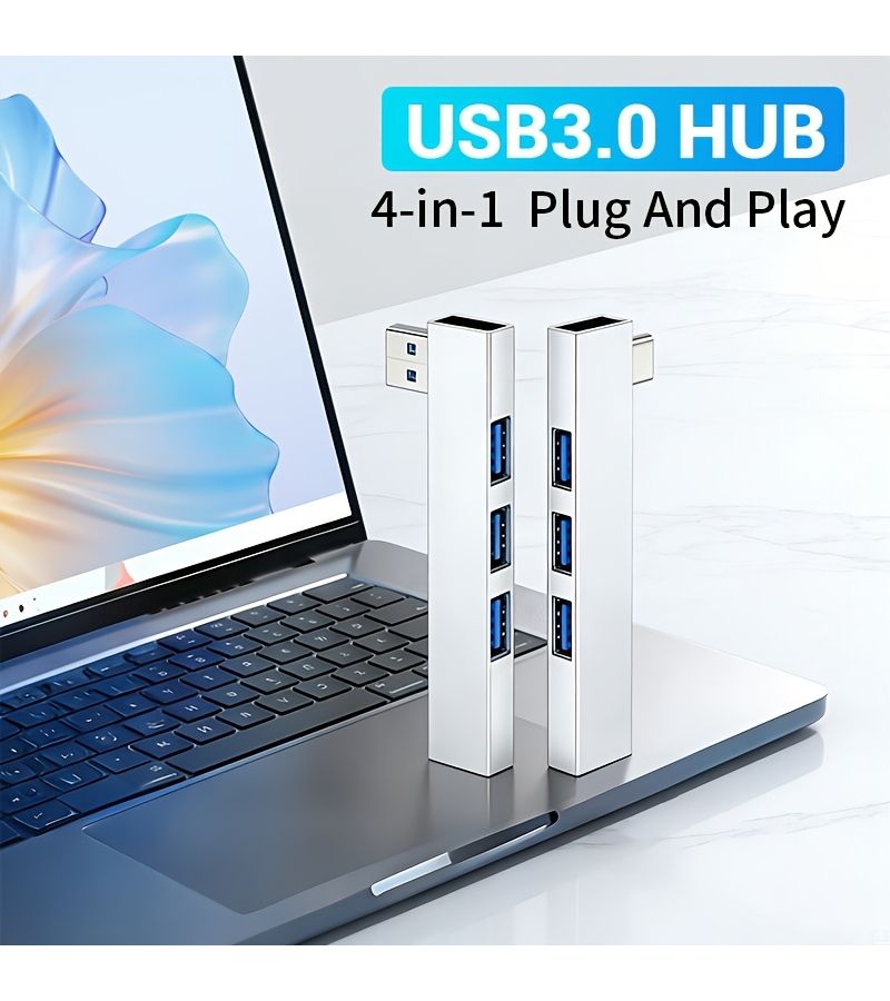 النمط C مدمج، محور USB 3.0 مع قاعدة تمديد موفرة للمساحة، مناسب للمنزل والمكتب والسفر. - Image 1