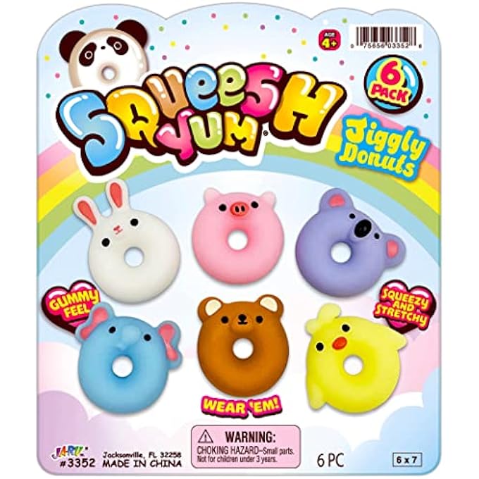 Ja-Ru Mini Mochi Squishy Animals (1 Pack) Cute Jiggly Donut Squishies for Kids & Adults, Boys & Girls. Stress Relief Fidget Gummy Toys. Bulk Party Favors Birthday Goodie Bags Class Prizes. 3352-1 - Image 1