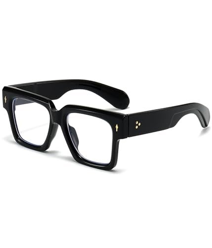 EYLRIM Square Frame Glasses for Women Men Fashion Thick Frame Blue Light Glasses Non Prescription Eyeglasses(Black) - Image 1