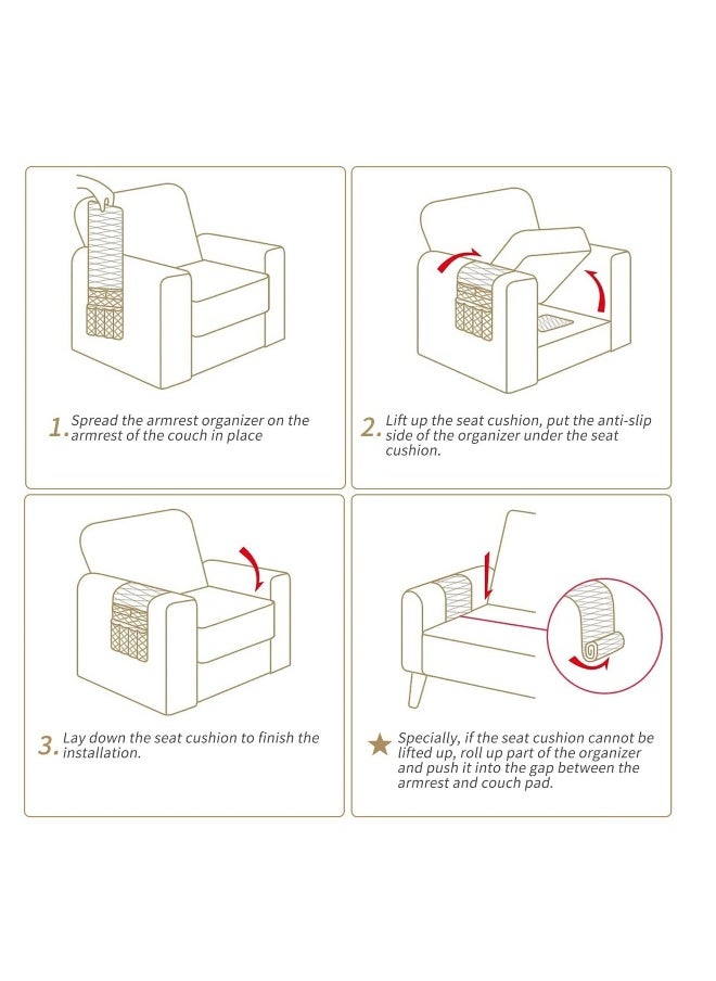 Generic - Sofa Armrest Organizer, Remote Control Holder for Recliner Couch, Arm Chair Caddy with 5 Pockets for Magazine-Remote control-Tablet-Phone-iPad-Books-Glasses - Image 1