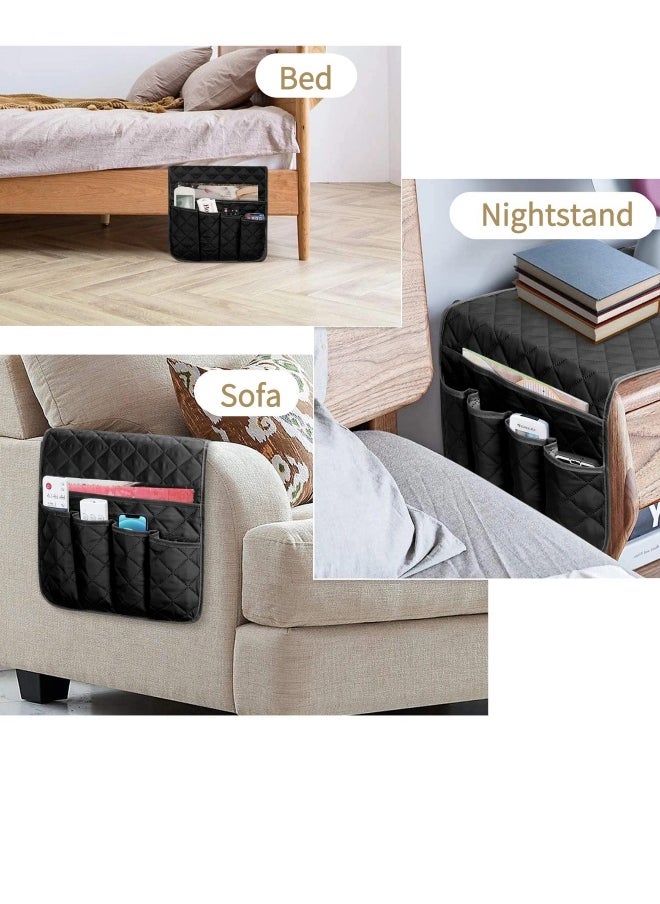 Generic - Sofa Armrest Organizer, Remote Control Holder for Recliner Couch, Arm Chair Caddy with 5 Pockets for Magazine-Remote control-Tablet-Phone-iPad-Books-Glasses - Image 1