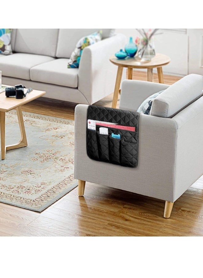 Generic - Sofa Armrest Organizer, Remote Control Holder for Recliner Couch, Arm Chair Caddy with 5 Pockets for Magazine-Remote control-Tablet-Phone-iPad-Books-Glasses - Image 1