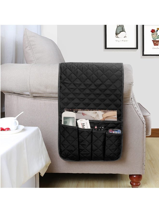 Generic - Sofa Armrest Organizer, Remote Control Holder for Recliner Couch, Arm Chair Caddy with 5 Pockets for Magazine-Remote control-Tablet-Phone-iPad-Books-Glasses - Image 1