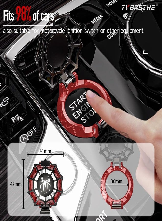 Tybasthe Original | Push Start Button Cover, Spiderman Car Engine Start Stop Button Cover Protector, Cool Car Accessories Interior Decor Sticker Decals Motorcycle Key Ignition Switch Cover, Black&Red - Image 2