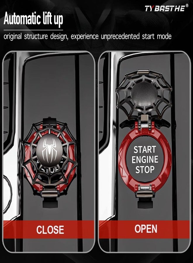 Tybasthe Original | Push Start Button Cover, Spiderman Car Engine Start Stop Button Cover Protector, Cool Car Accessories Interior Decor Sticker Decals Motorcycle Key Ignition Switch Cover, Black&Red - Image 3