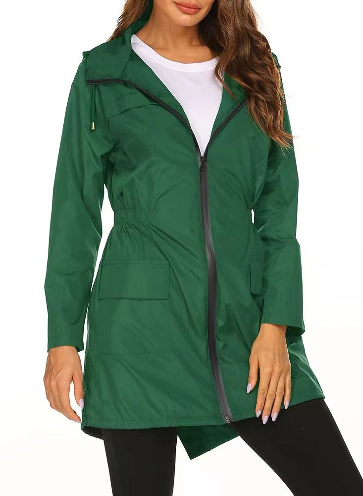 Loquat Autumn Winter Women's Hooded Windbreaker Casual Long Coat 