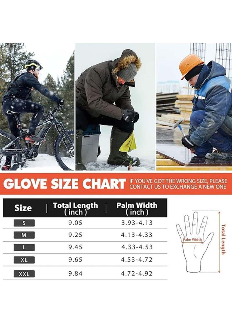 Excefore Cycling Gloves, Waterproof Touchscreen Gloves, Winter Warm Gloves, Windproof Anti-slip Sports Thermal Gloves, Non-Slip Road Mountain Bicycle Gloves for Running, Driving, Hiking and Skiing （XL） - Image 2
