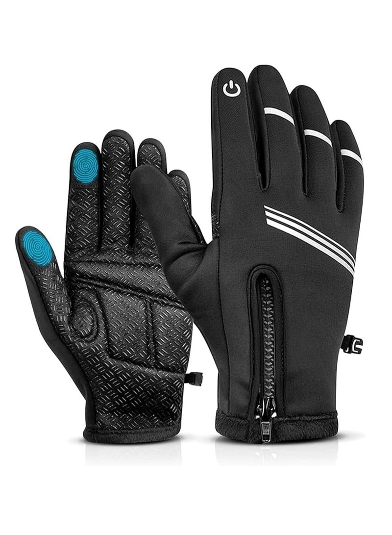 Excefore Cycling Gloves, Waterproof Touchscreen Gloves, Winter Warm Gloves, Windproof Anti-slip Sports Thermal Gloves, Non-Slip Road Mountain Bicycle Gloves for Running, Driving, Hiking and Skiing （XL） - Image 1