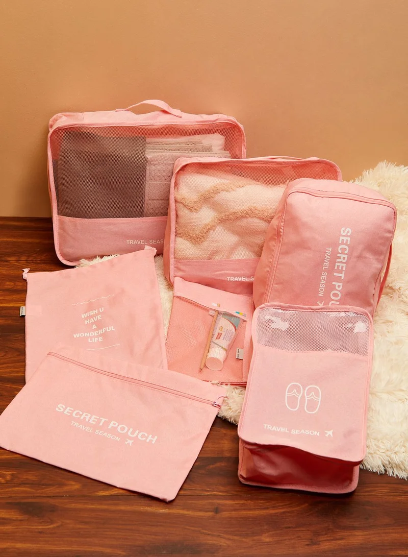 AURORA Pink Set Of 7 Travel Packing Bags