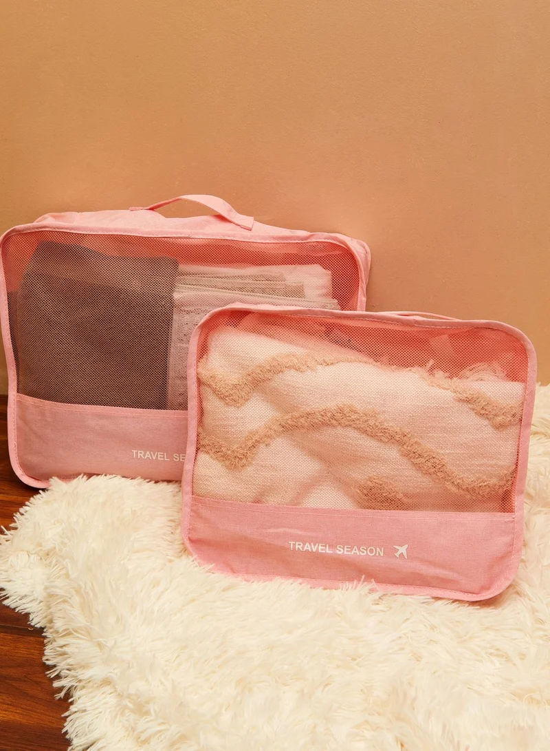 AURORA Pink Set Of 7 Travel Packing Bags