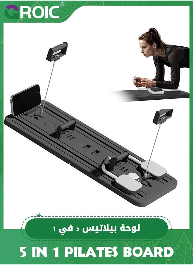 GROIC - 5 in 1 Pilates Board,Ab Roller Abs Workout Equipment,Multifunction Ab Exercise Board Machine,Foldable Home Gym Exercise Equipment Push Up Board for Strength Training Core Workout with Knee Pad Timer - Image 1
