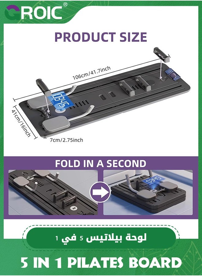 GROIC - 5 in 1 Pilates Board,Ab Roller Abs Workout Equipment,Multifunction Ab Exercise Board Machine,Foldable Home Gym Exercise Equipment Push Up Board for Strength Training Core Workout with Knee Pad Timer - Image 1
