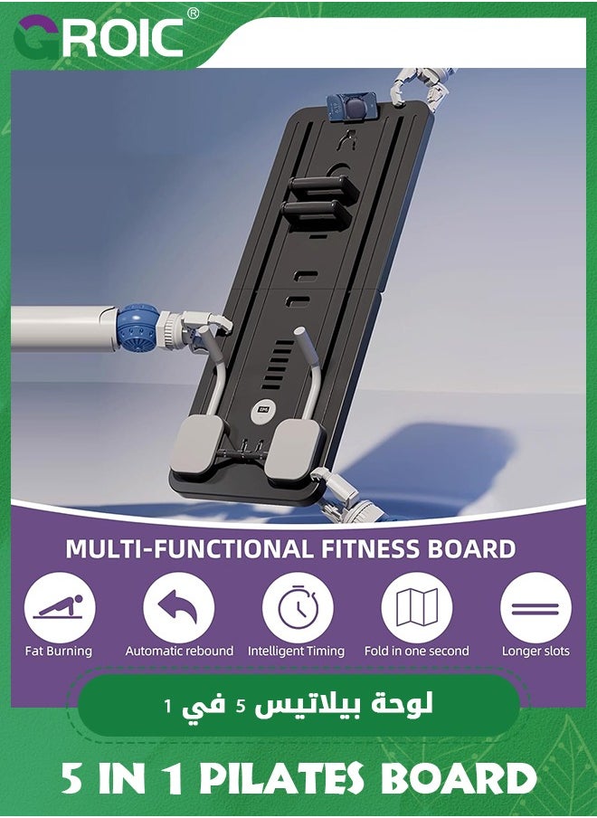 GROIC - 5 in 1 Pilates Board,Ab Roller Abs Workout Equipment,Multifunction Ab Exercise Board Machine,Foldable Home Gym Exercise Equipment Push Up Board for Strength Training Core Workout with Knee Pad Timer - Image 1