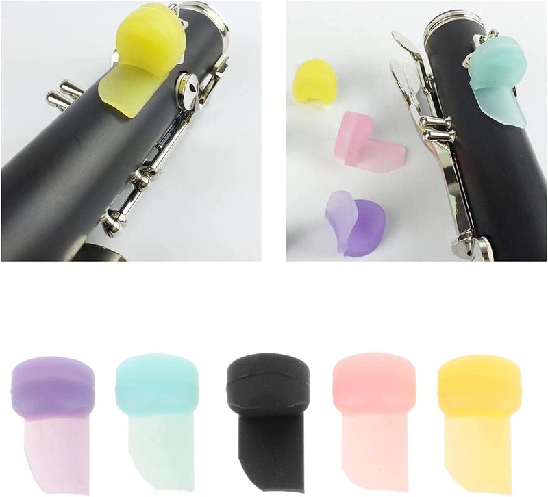 Jiayouy Pack of 5 Soft Silicone Clarinet Oboe Thumb Rest Cushion Thumb Protector for Woodwind Instrument (Black) - Image 3