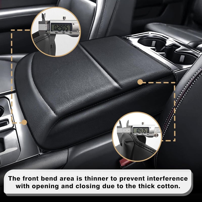 Muslogy غطاء مسند الذراع لوحة التحكم المركزية من ، متوافق مع سيارات Ford F150 للأعوام 2021-2024 و2025؛ وسادة مسند الذراع مريحة، مع حامي من الجلد النباتي، سمك أكبر بمقدار بوصة واحدة (فقط لمقاعد النوع “Bucket Seat”). - Image 5