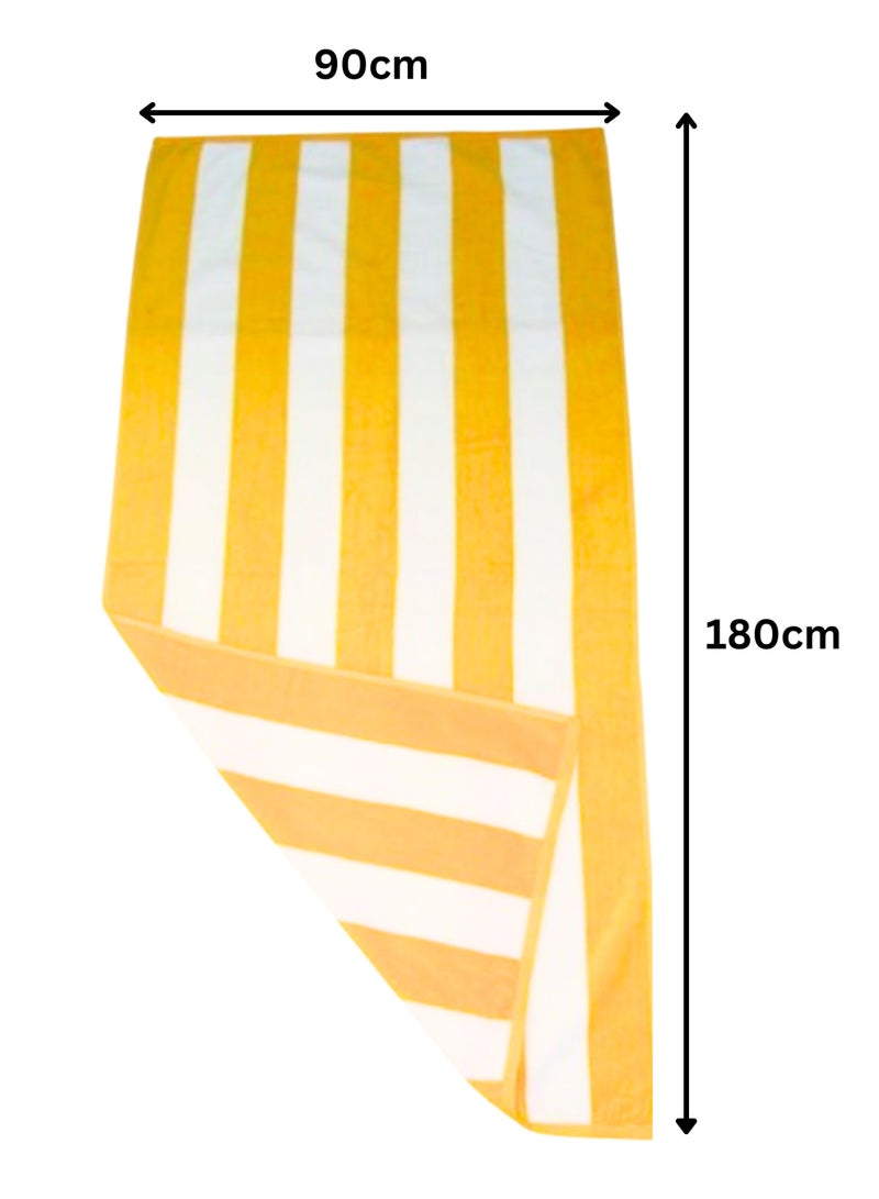 Pearl Coast 4 Pieces Luxury Oversized Beach Towel Set Pack of 4 90x180cm Extra Large Premium Cotton 600 GSM Ultra Soft and Highly Absorbent Pool Cabana Stripe Hotel And Spa Quality Towels Yellow and White Stripe  - Image 4