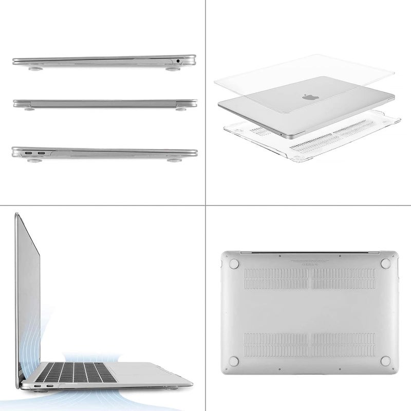 موسيسو MOSISO متوافق مع حافظة MacBook Air 13 بوصة شريحة M1 إصدار 2021-2018 A2337 A2179 A1932، غلاف بلاستيكي صلب وغطاء لوحة المفاتيح وفيلم الشاشة وحقيبة تخزين لحافظة MacBook Air 13.3 بوصة، شفاف - Image 4