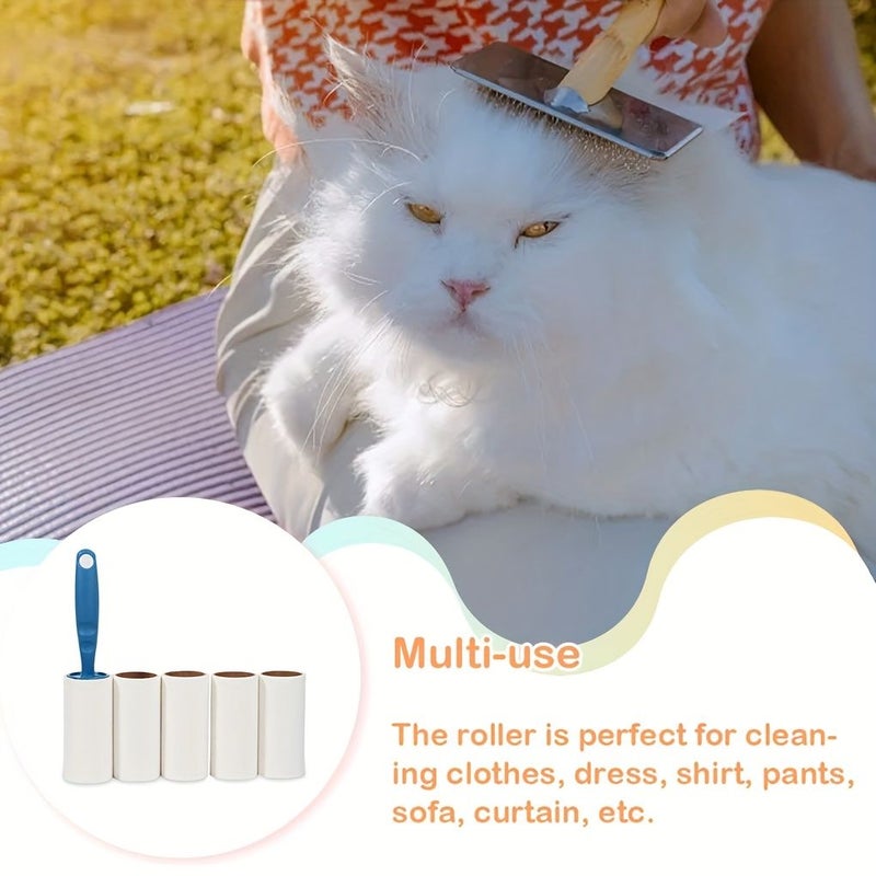 300 Sheet Heavy Duty Lint Roller with 5 Refills Super Sticky Pet Hair Remover for Clothes Furniture Car Reusable Handle Tear Off Design Non Shedding Adhesive White - Image 3