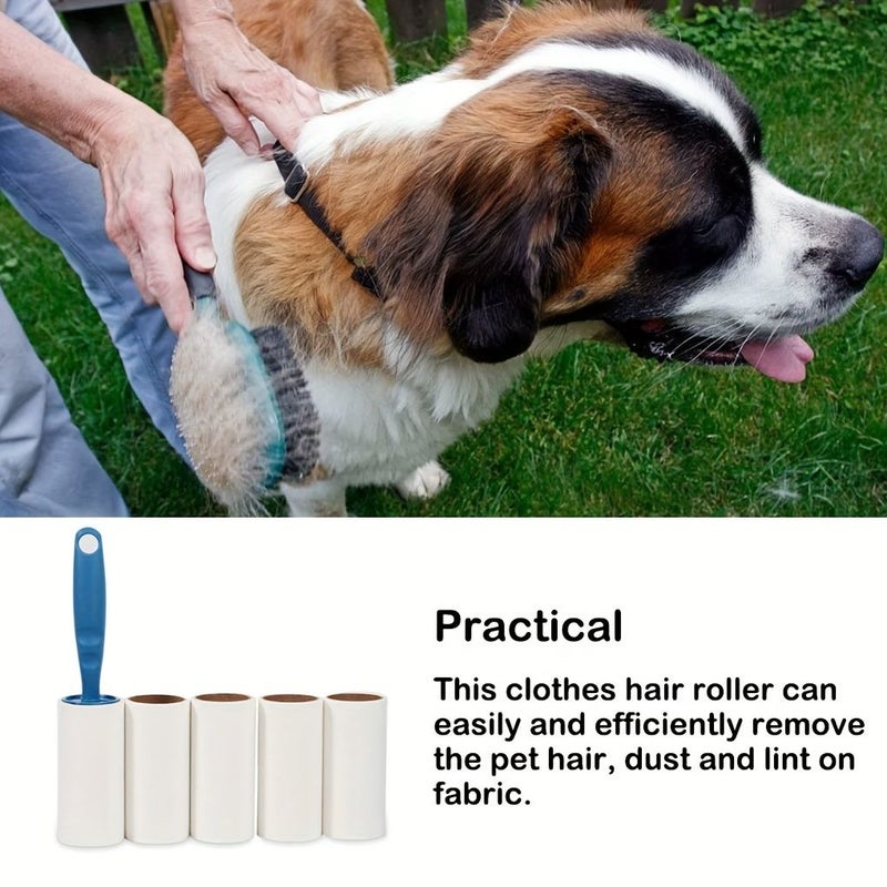 300 Sheet Heavy Duty Lint Roller with 5 Refills Super Sticky Pet Hair Remover for Clothes Furniture Car Reusable Handle Tear Off Design Non Shedding Adhesive White - Image 2