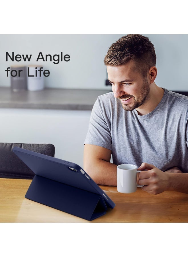 هونور الوسادة 9 12.1 بوصة الهاتف المحمول شل ، استيقظ تلقائي / النوم ، والشعور بالراحة الجلد ، رقيقة جدا ثلاثة أضعاف قوس الغطاء الواقي ، لينة تبو الغطاء الخلفي ، أزرق داكن - Image 2