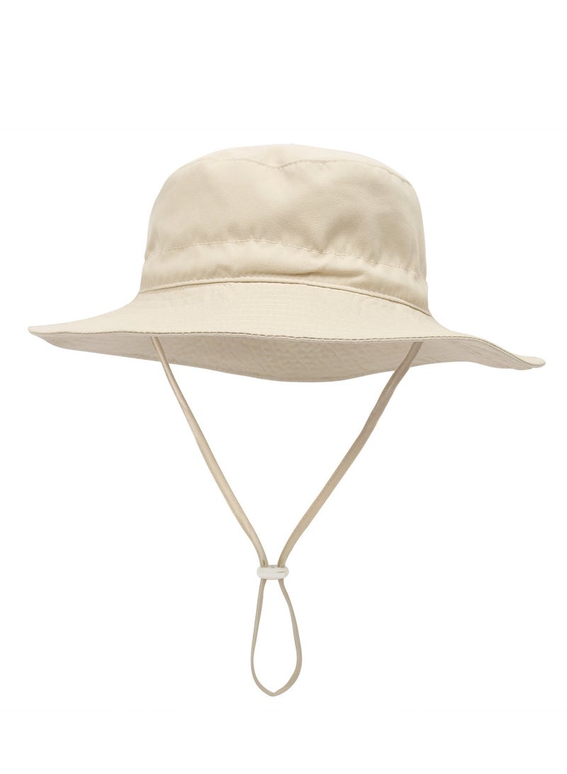 Summer Toddler Bucket Hat Wide Brim Adjustable Beach Hats for Boys Girls Sun Protection Beach Hat Baby Hats(beige-s) - Image 1