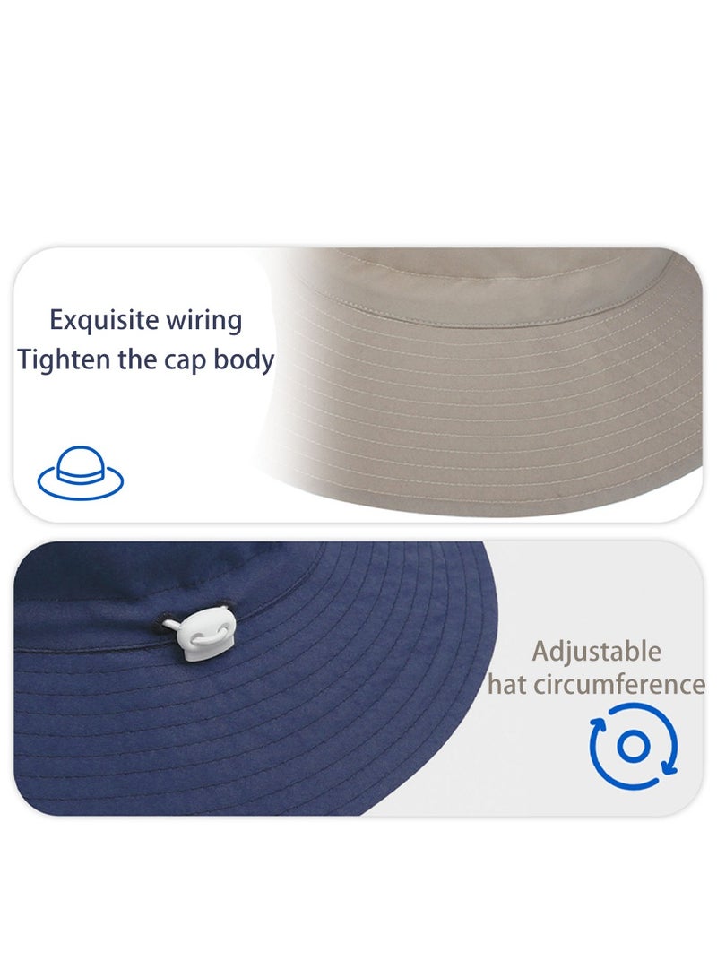 Summer Toddler Bucket Hat Wide Brim Adjustable Beach Hats for Boys Girls Sun Protection Beach Hat Baby Hats(beige-s) - Image 4