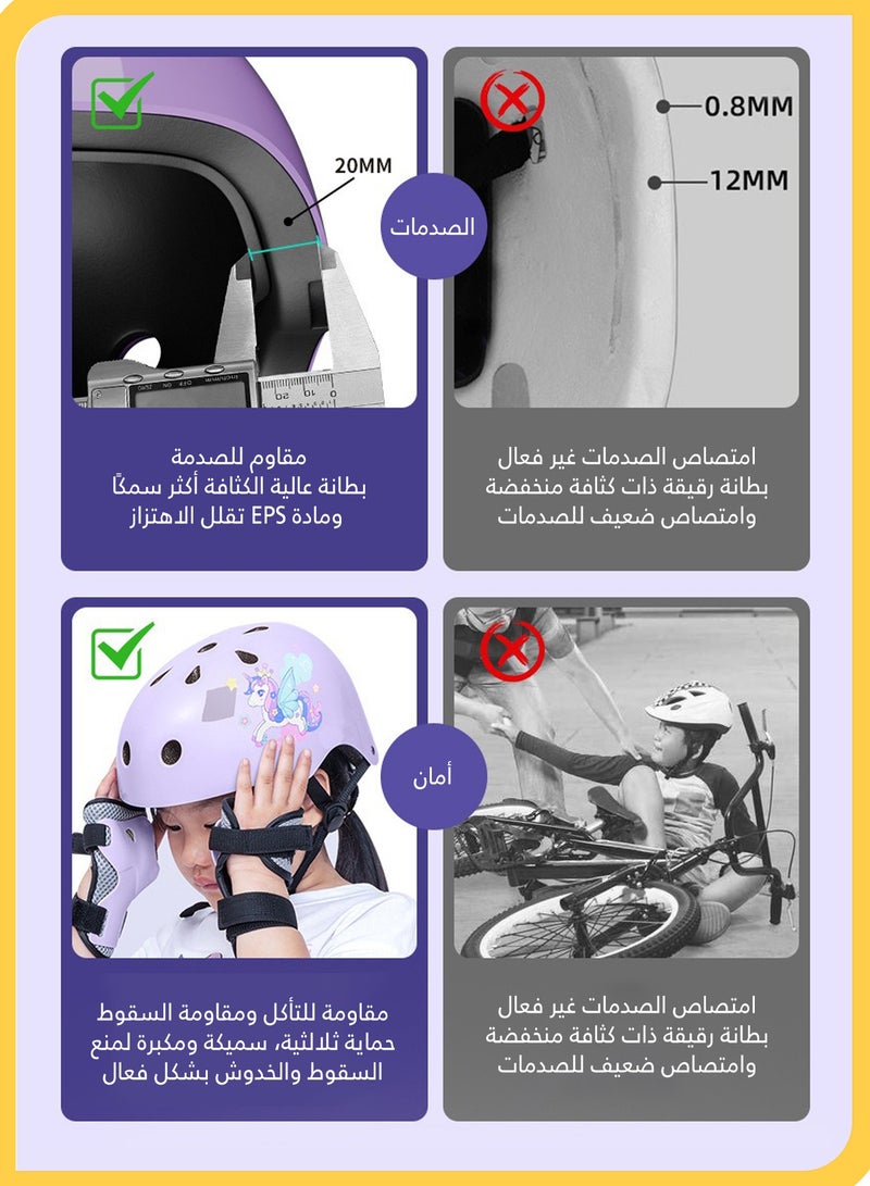 She&Little 8 Piece Kids Protective Gear Set, Unicorn Helmet with Knee Pads, Elbow Pads, Wrist Guards, Adjustable Safety Kit for Scooter, Bicycle, Skateboard, Roller Skating with Carry Bag - Image 4