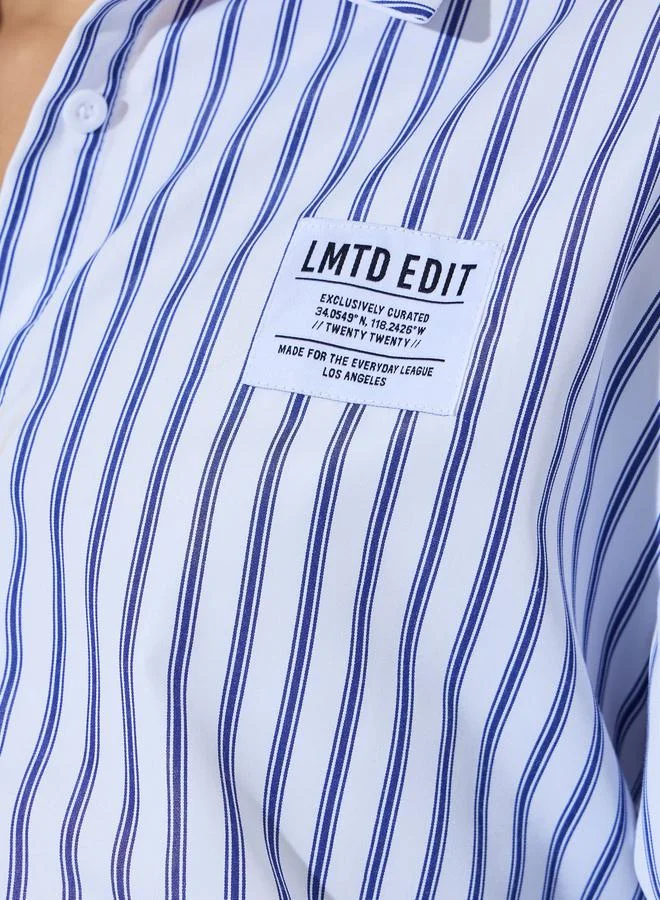 Styli Off White Multi-Color Striped Long Ribbed Cuffs Sleeve Shirt for Women | Best Price UAE
