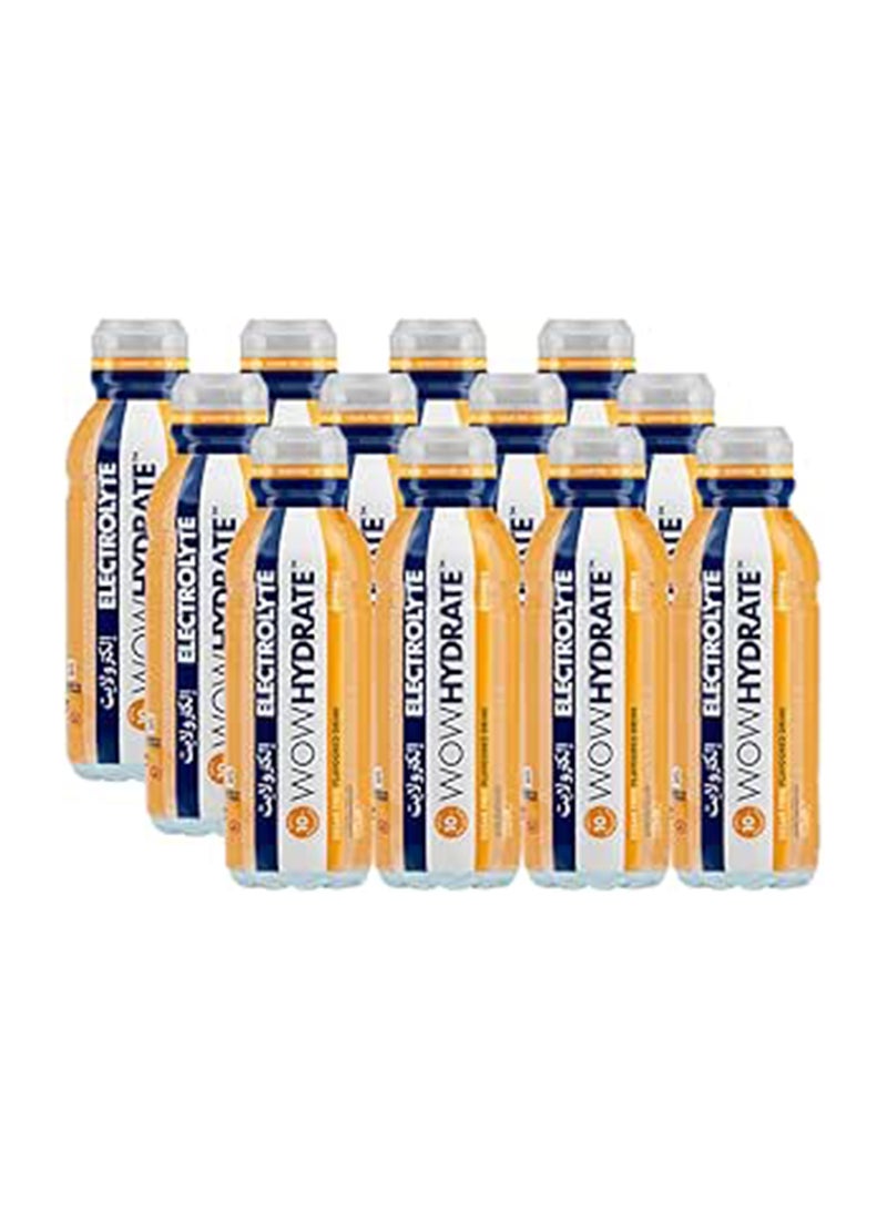WOW Hydrate مشروب إلكتروليت فيتامينات أساسية خالي من السكر منخفض السعرات الحرارية أقصى ترطيب 12 × 500 مل برتقال - Image 1