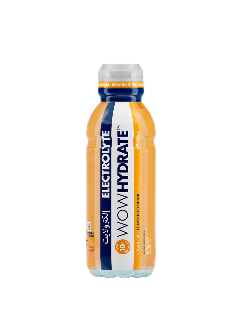 WOW Hydrate مشروب إلكتروليت فيتامينات أساسية خالي من السكر منخفض السعرات الحرارية أقصى ترطيب 12 × 500 مل برتقال - Image 2