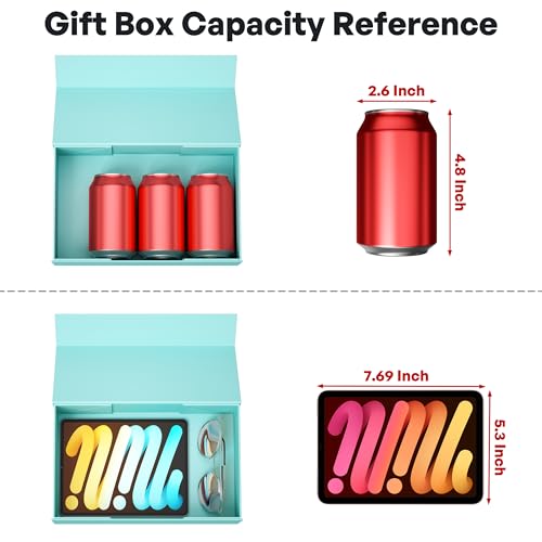 RYDDOY Turquoise Gift Box, 9.5x6x3'' Gift boxes with Lids Magnetic Closure Rectangle Collapsible for Bridesmaid Proposal Box, Wedding, Christmas, Birthday - Image 3