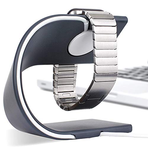 JVCV Sturdy Aluminum Platform Charger Stand Charging Dock Station Holder Cradle Compatible With Apple Watch/Iwatch 2 3 4 38Mm 40Mm 42Mm And 44 Mm All Models (Dark Grey), Micro USB, Grey - Image 4