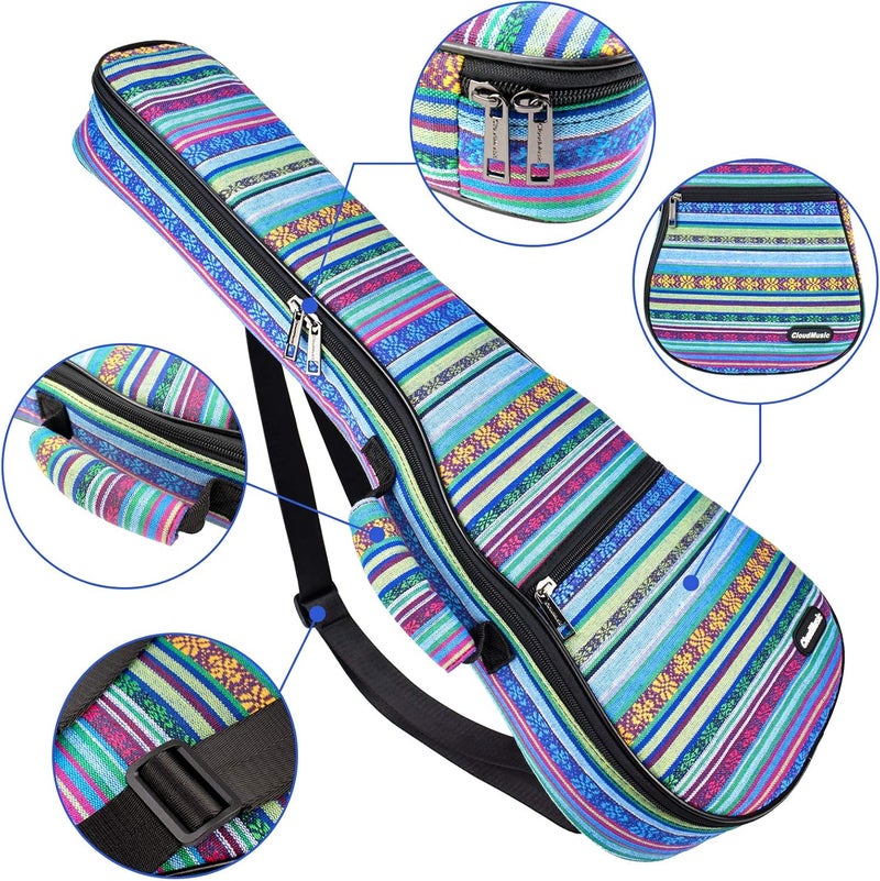 CLOUDMUSIC Ukulele Case Gig Bag Padded Backpack For Tenor 26" Inch(Tenor,Hawaii Blue) - Image 2