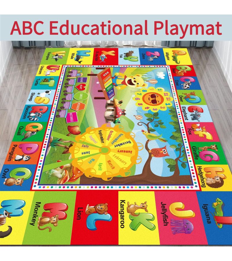 1 Pc 800Gsm Crystal Velvet ABC Play Rug Educational Mat Soft Washable Letters Numbers Animal Patterns Foldable Design For Nurseries Rooms Playrooms Classrooms Spring Decorations Valentine Day Easter Birthday Gifts 59 06 X 78 74 Inch - Image 5